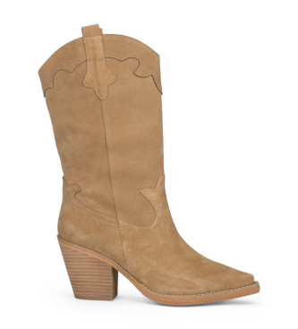 Alma en pena Brown Embroidered Leather Boots