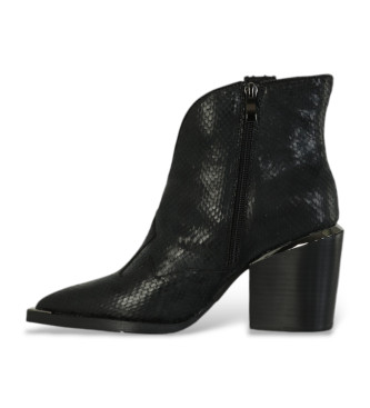 Alma en pena Black textured effect leather ankle boots 