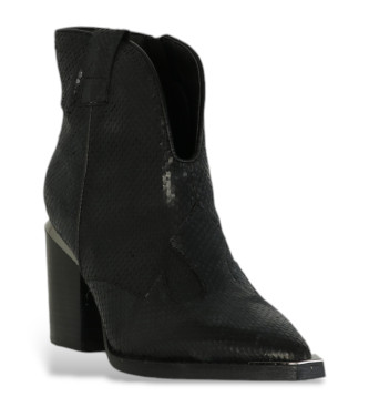 Alma en pena Bottines en cuir textur noir 