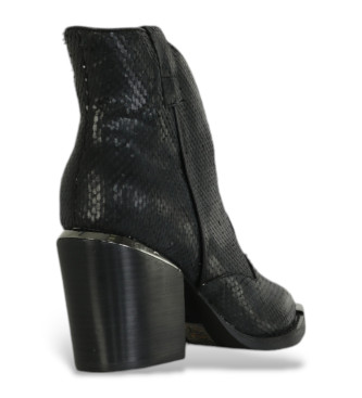 Alma en pena Bottines en cuir textur noir 