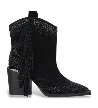 Alma en pena Bottines en cuir avec franges noires sur les cts