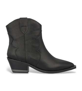 Alma en pena Black leather flat ankle boots