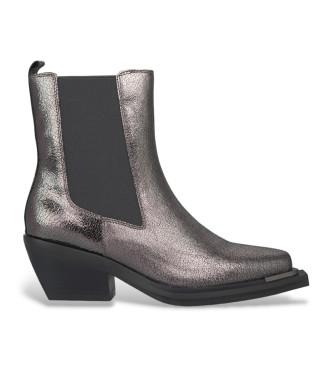 Alma en pena Silver flat leather ankle boots