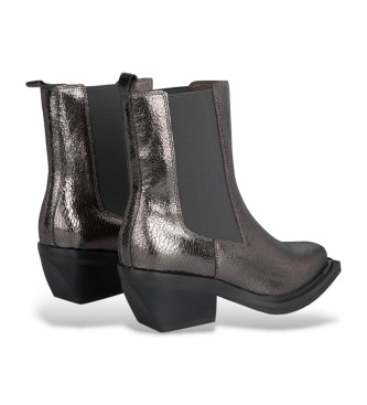 Alma en pena Bottines en cuir plat argentes