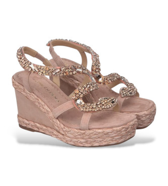Alma en pena Sandale en cuir rose brillant