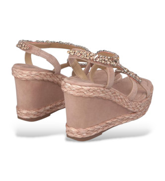 Alma en pena Sandale en cuir rose brillant