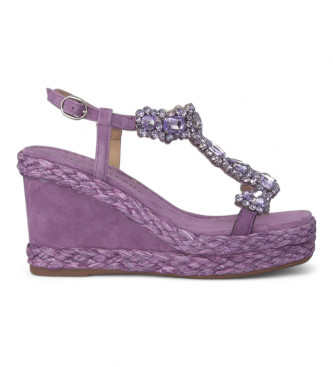 Alma en pena Violet leather sandals with high wedge 