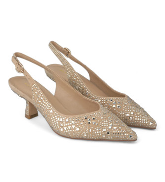 Alma en pena Beige leather soother shoes with crystals