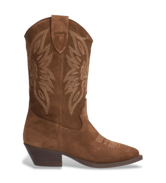 Alpe Brązowe skórzane buty western