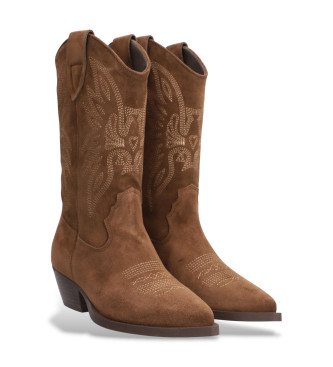 Alpe Brązowe skórzane buty western