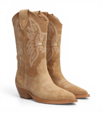 Alpe Botas de Piel Western marr�n