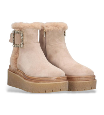 Alpe Bottines en cuir beige Amiri