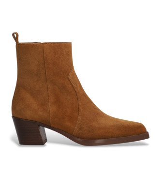 Alpe Brązowe skórzane buty za kostkę Brooklyn