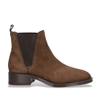 Alpe Brązowe skórzane buty do kostki Couture