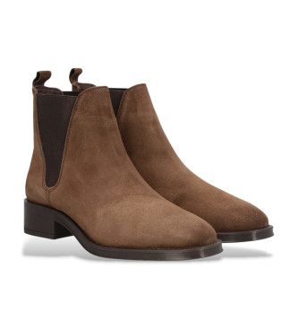 Alpe Brązowe skórzane buty do kostki Couture