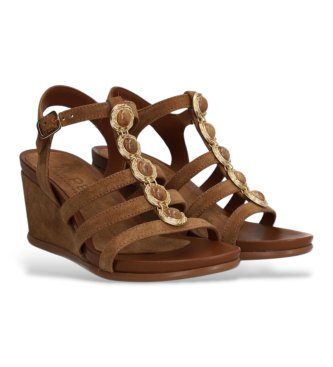 Alpe Yara brown leather wedges