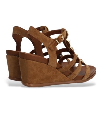 Alpe Yara brown leather wedges
