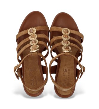 Alpe Yara brown leather wedges