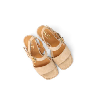 Alpe Chiara 11 beige leather sandals-Heel height 8.5cm