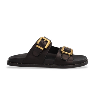 Alpe Black buckled leather sandals