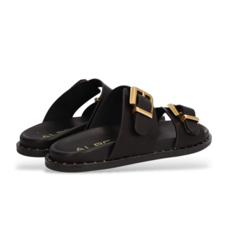 Alpe Black buckled leather sandals