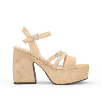 Alpe Queen beige leather sandals -Heel height 8cm