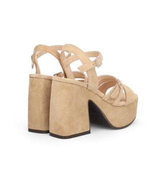 Alpe Queen beige leather sandals -Heel height 8cm