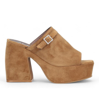 Alpe Queen brown leather sandals -Height heel 8cm