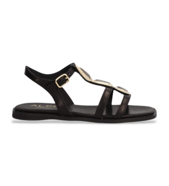 Alpe Sheila black leather sandals