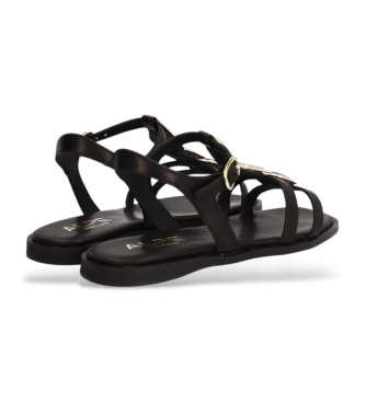 Alpe Sheila black leather sandals