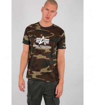 ALPHA INDUSTRIES Camouflage green basic T-shirt