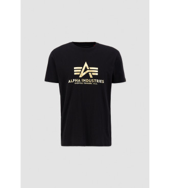 ALPHA INDUSTRIES T-shirt basic z metalicznym nadrukiem, czarny