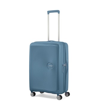 American Tourister Soundbox Spinner średnia walizka twarda niebieska