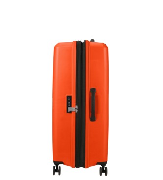 American Tourister Aerostep large expandable hard suitcase with capacity up to 109 L orange