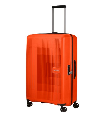 American Tourister Aerostep large expandable hard suitcase with capacity up to 109 L orange