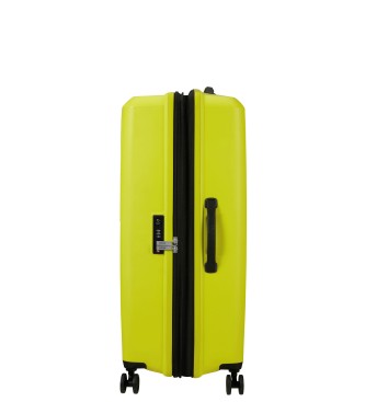 American Tourister Aerostep large expandable hard sided suitcase with capacity up to 109 L green