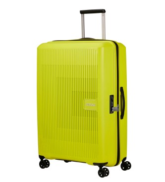 American Tourister Aerostep large expandable hard sided suitcase with capacity up to 109 L green