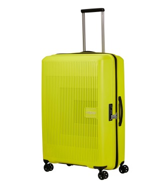 American Tourister Aerostep large expandable hard sided suitcase with capacity up to 109 L green