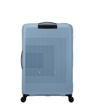 American Tourister Aerostep large expandable hard sided suitcase with capacity up to 109 L blue