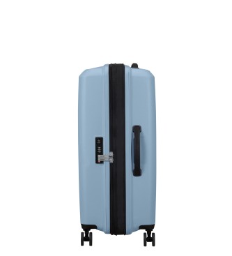 American Tourister Aerostep srednje velik razširljiv trdi kovček do 72,5 L, modri