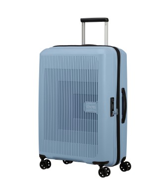 American Tourister Średniej wielkości rozszerzalna twarda walizka Aerostep o pojemności do 72,5 l, niebieska