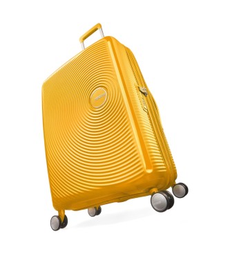 American Tourister Soundbox Spinner średni twardy futerał żółty