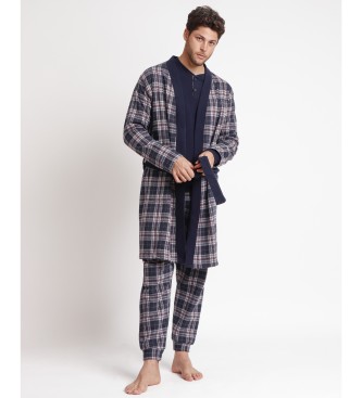 Antonio Miro Sober navy long-sleeved dressing gown