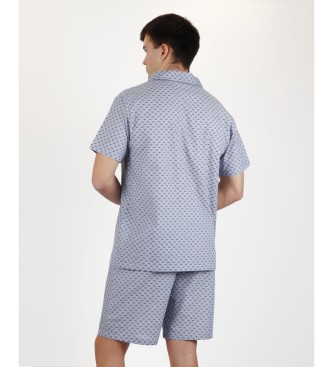 Antonio Miro Pyjama ouvert à manches courtes Crancs bleu