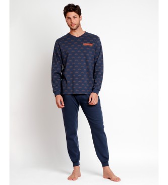 Antonio Miro Pyjama  manches longues imprim Bicycle Day Navy