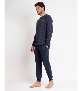 Antonio Miro Pyjama  manches longues imprim Bicycle Day Navy