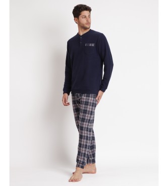 Antonio Miro Sober navy plaid long sleeve pyjamas