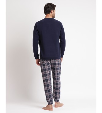 Antonio Miro Nchterner navy karierter langrmeliger Pyjama