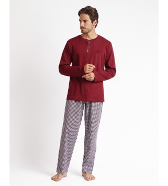 Antonio Miro Pyjama Manches longues Vichy Pixel Top marron