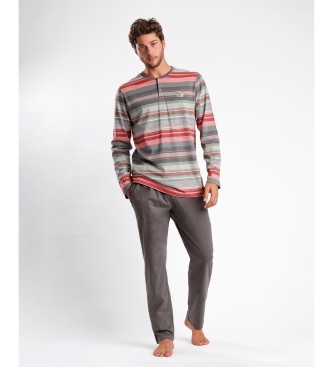 Antonio Miro Pajamas Stripes Long Sleeve Cubes grey